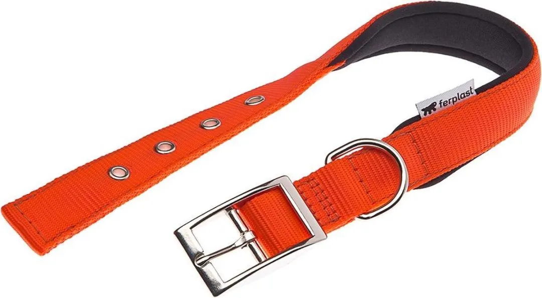 Ferplast Hondenhalsband Daytona 53 x 2,5cm - Staal/Nylon - Oranje - afbeelding 4 van 4