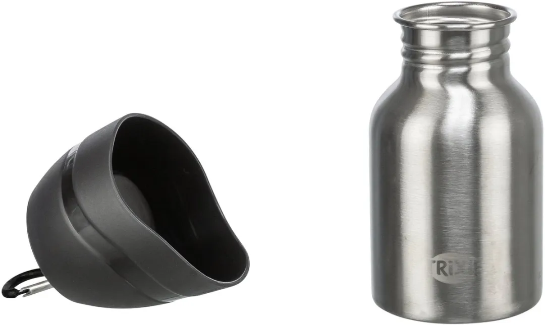 Trixie RVS Drinkfles 300ml - met plastic bakje - Zwart - afbeelding 3 van 5