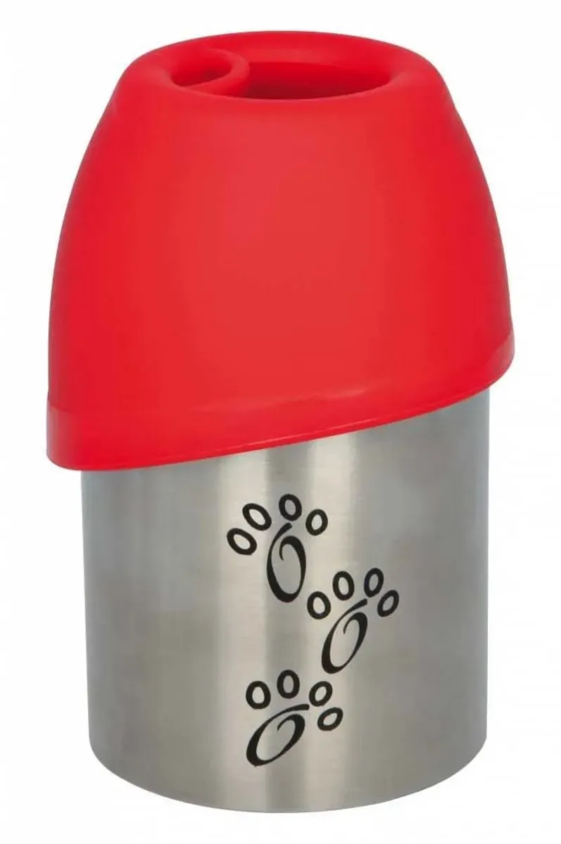 Trixie RVS Drinkfles 300ml - met plastic bakje - Zwart - afbeelding 5 van 5