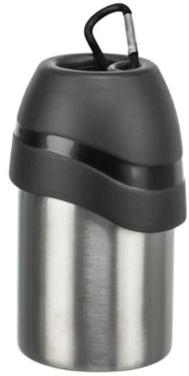 Trixie RVS Drinkfles 300ml - met plastic bakje - Zwart - afbeelding 2 van 5