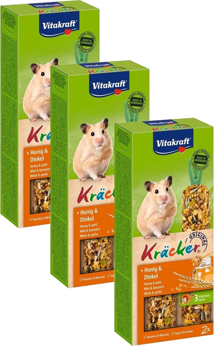 Vitakraft Hamsterkracker 2-in-1 Honing - 3 Stuks