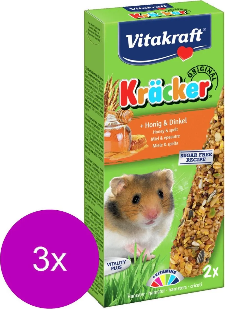 Vitakraft Hamsterkracker 2-in-1 Honing - 3 Stuks
