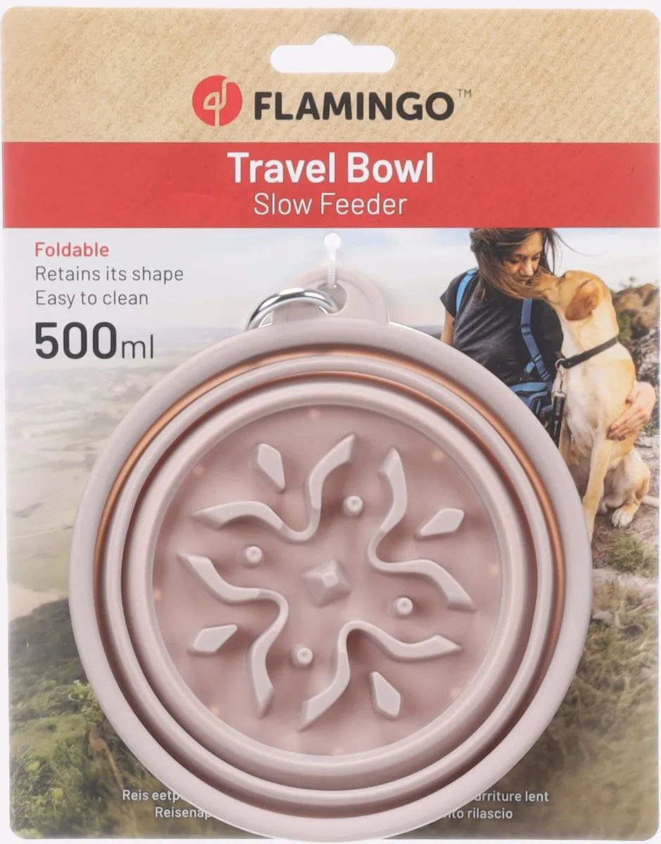 Flamingo Nino Reis Eetpot Slowfeeder 500ml - Taupe