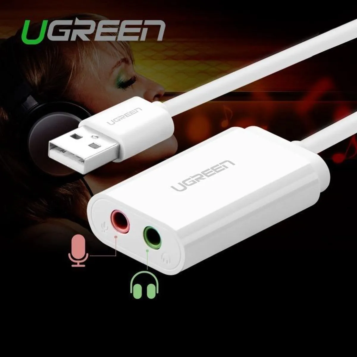 UGREEN US205 Externe USB Geluidskaart - Wit