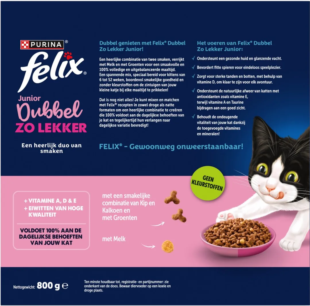 Purina Felix Dubbel Zo Lekker Junior Kip & Kalkoen - 20 Stuks