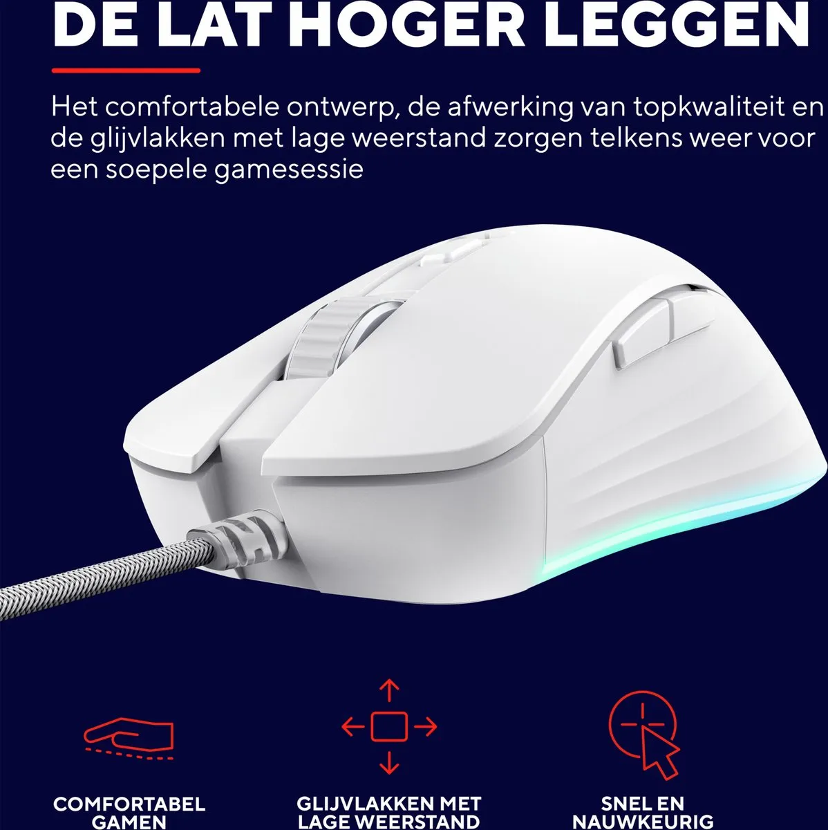 Trust GXT 924W YBAR+ Pro Gaming Muis - 25600 DPI - Wit