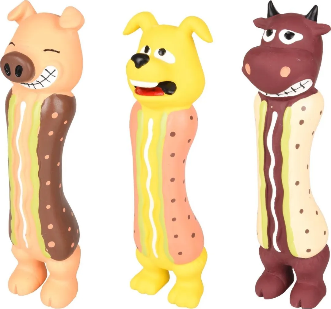 Flamingo Hondenspeelgoed Hotdog - Geel/Bruin - afbeelding 6 van 6