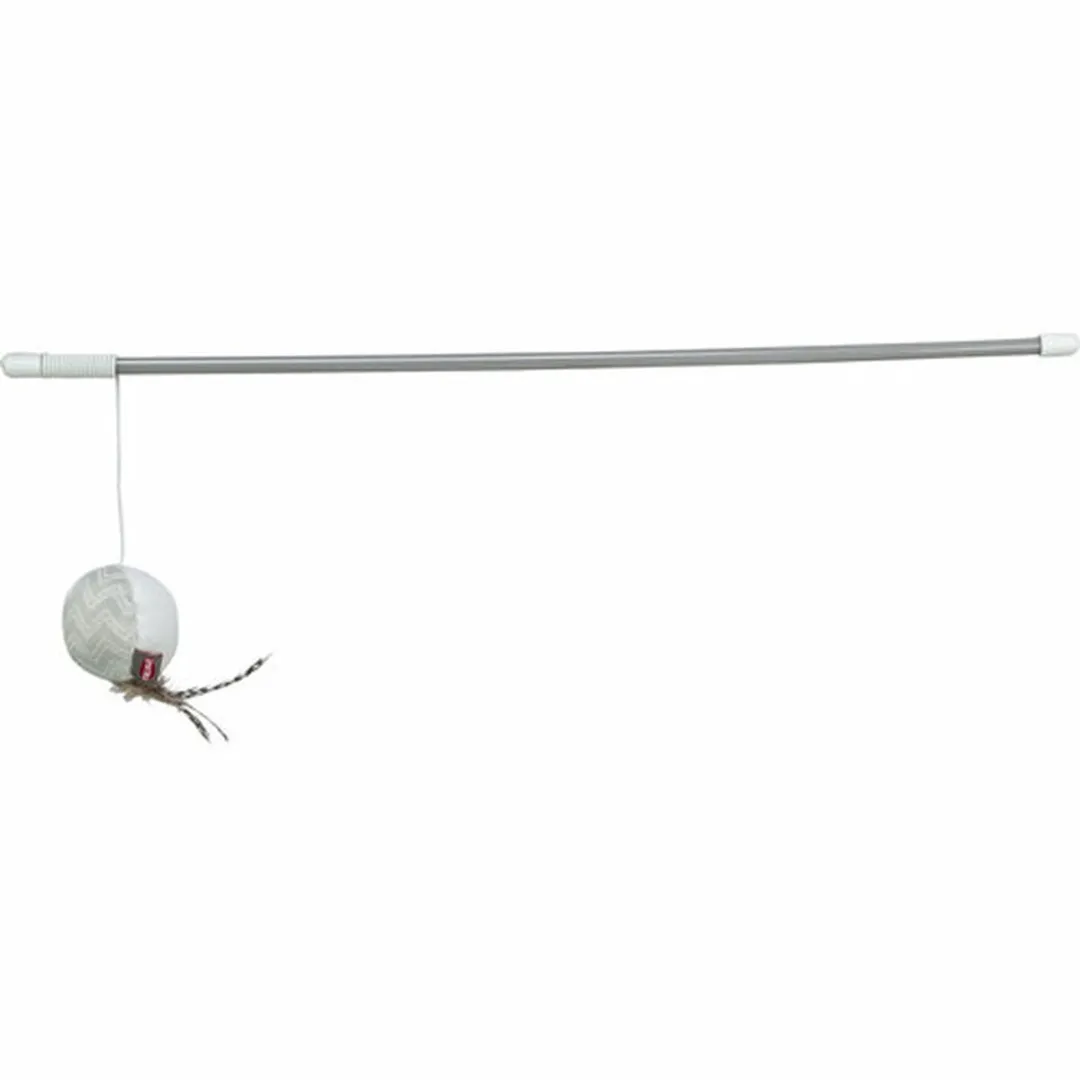 Trixie Kattenhengel Bal met Veren 46cm - Grijs/Wit - afbeelding 4 van 4