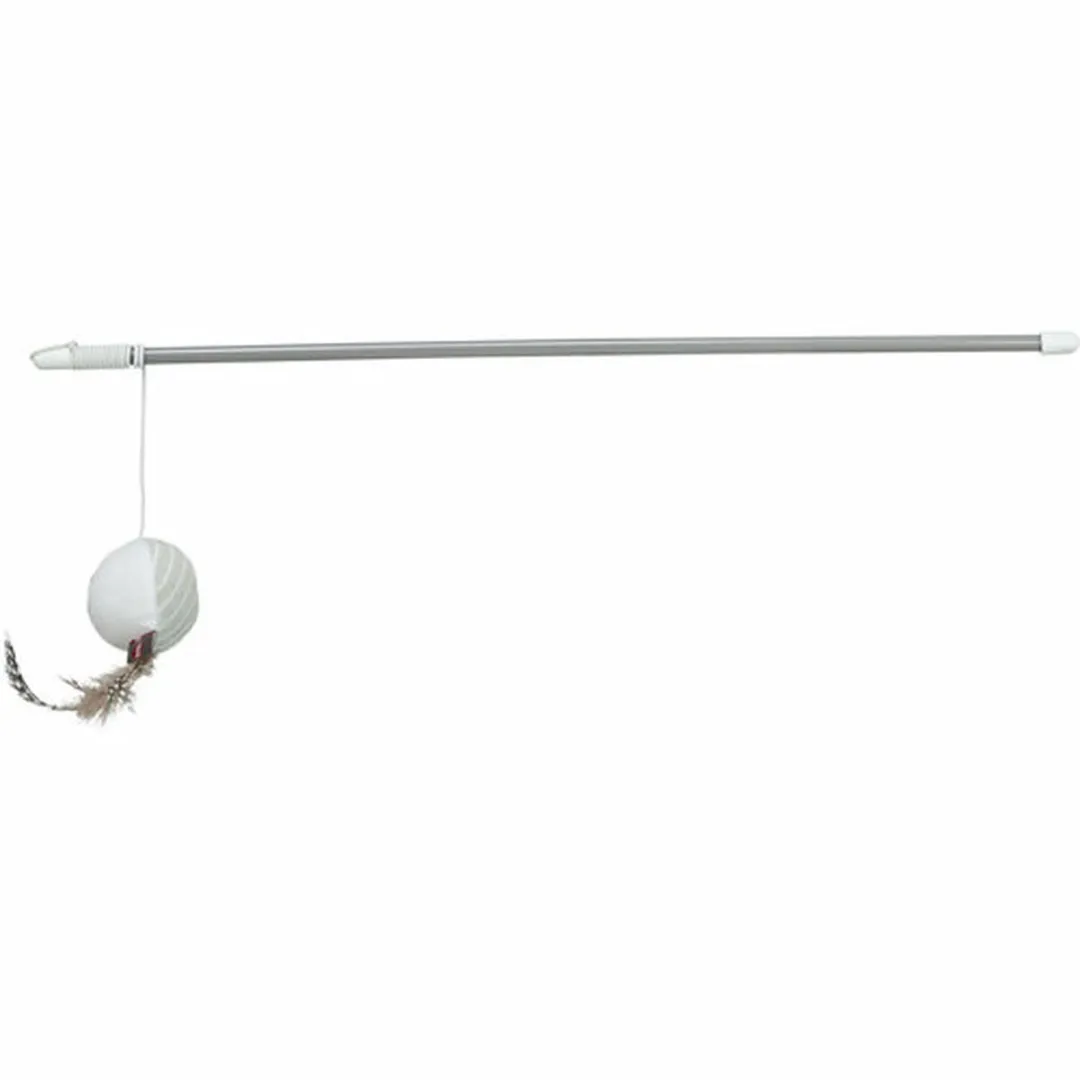 Trixie Kattenhengel Bal met Veren 46cm - Grijs/Wit - afbeelding 3 van 4