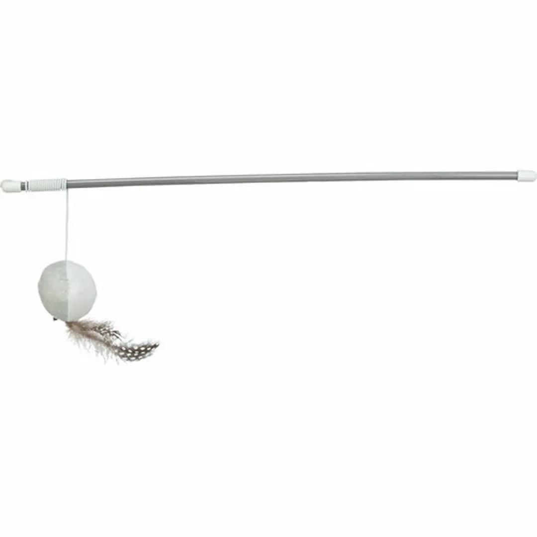 Trixie Kattenhengel Bal met Veren 46cm - Grijs/Wit - afbeelding 2 van 4