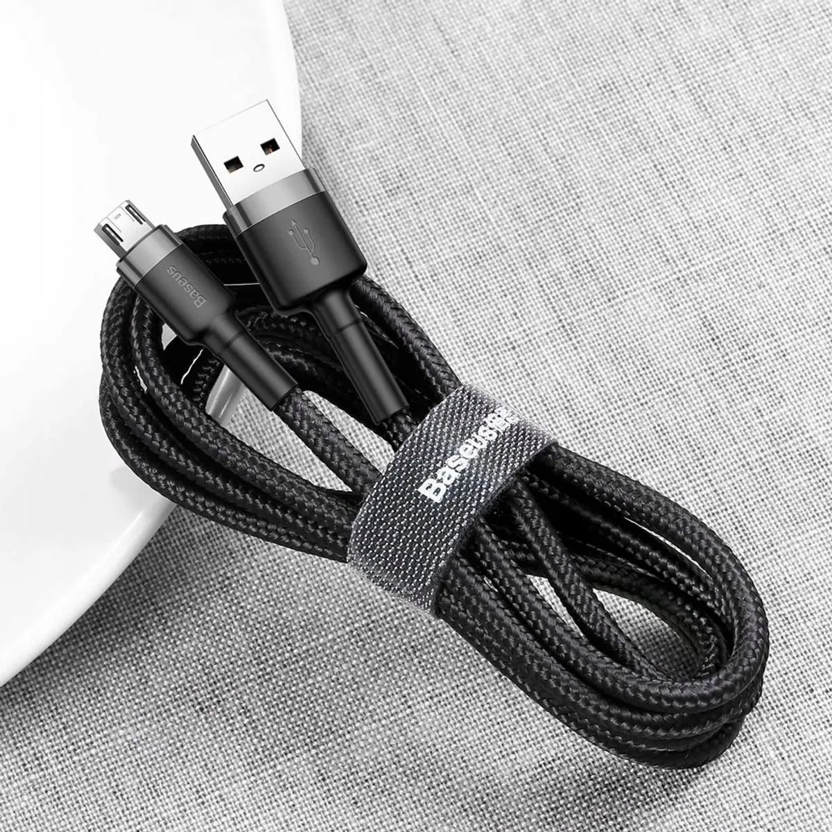 Baseus Cafule USB Micro USB Kabel QC 3.0 2.4A 1M - Zwart/Grijs - afbeelding 4 van 5