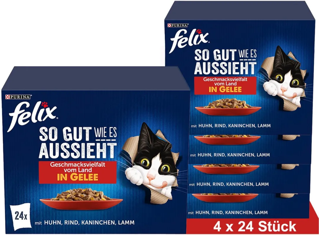 Felix Zo Lekker Nat Kattenvoer in Gelei Assortiment 96 Stuks