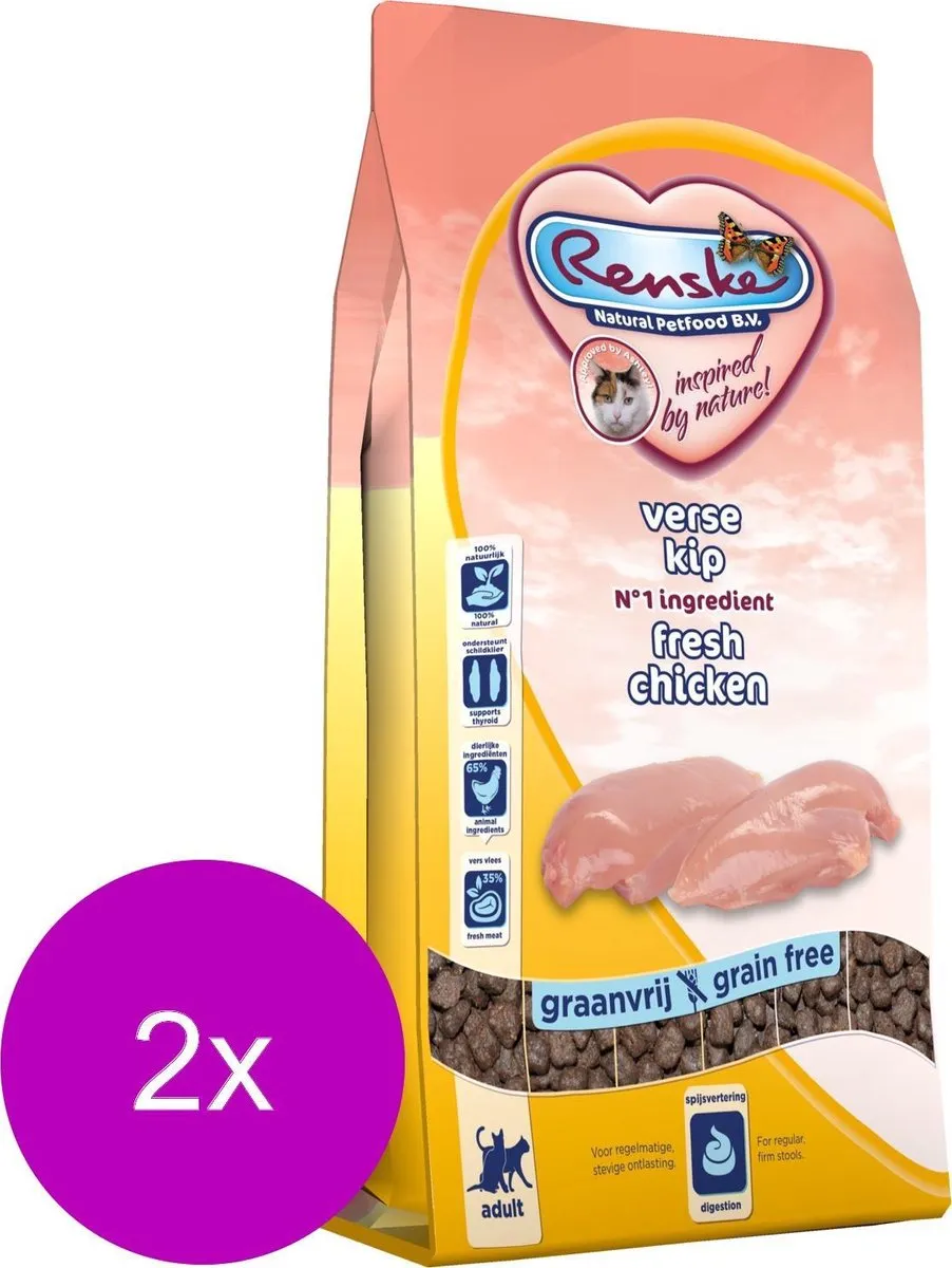 Renske Kat Adult Verse Kip Kattenvoer - 2x400g