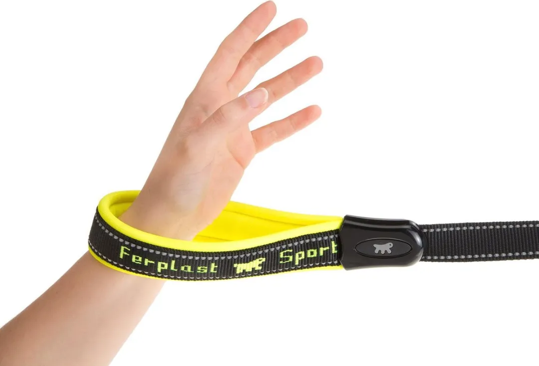 Ferplast Sport Dog Hondenriem Nylon Matic 20mm/120cm - 60kg - Geel - afbeelding 4 van 6