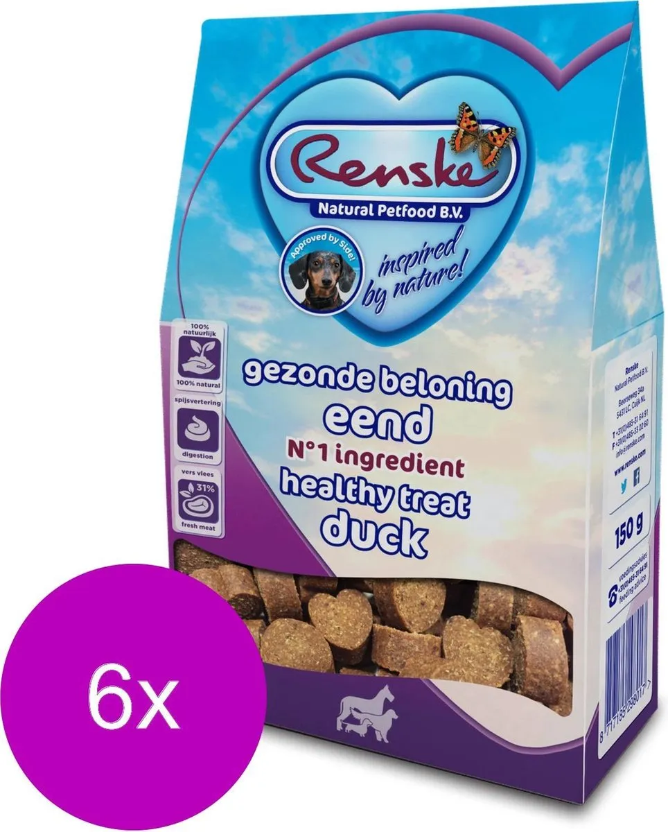 Renske Gezonde Beloning Hartjes Hondensnacks - 6 Stuks