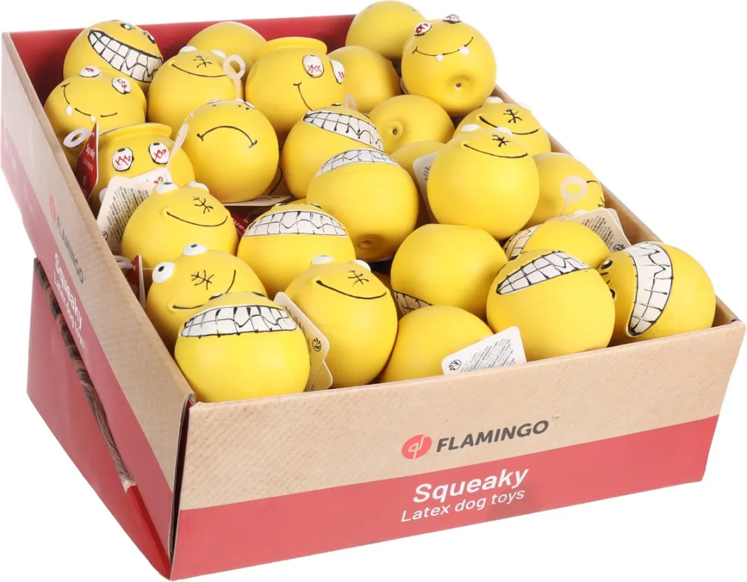 Flamingo Klepti Hs Latex Bal Smiley Geel 6cm - afbeelding 3 van 4