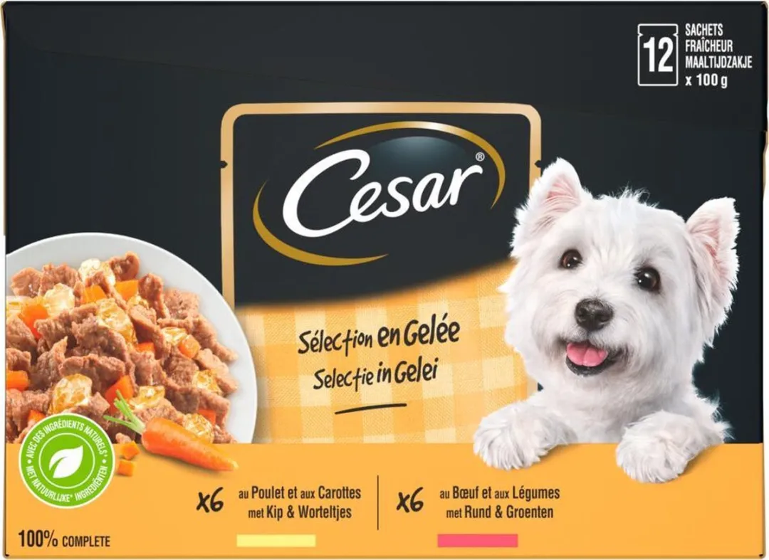 César Hondenvoer Mix Selectie Gelei - 48x100g