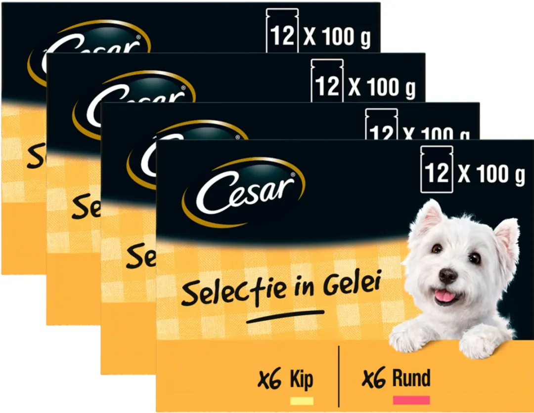César Hondenvoer Mix Selectie Gelei - 48x100g