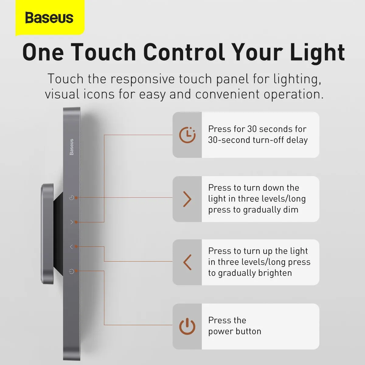 Baseus - Draadloos Bureaulamp | Dimbaar | Touch Control | Magnetisch | Draagbaar