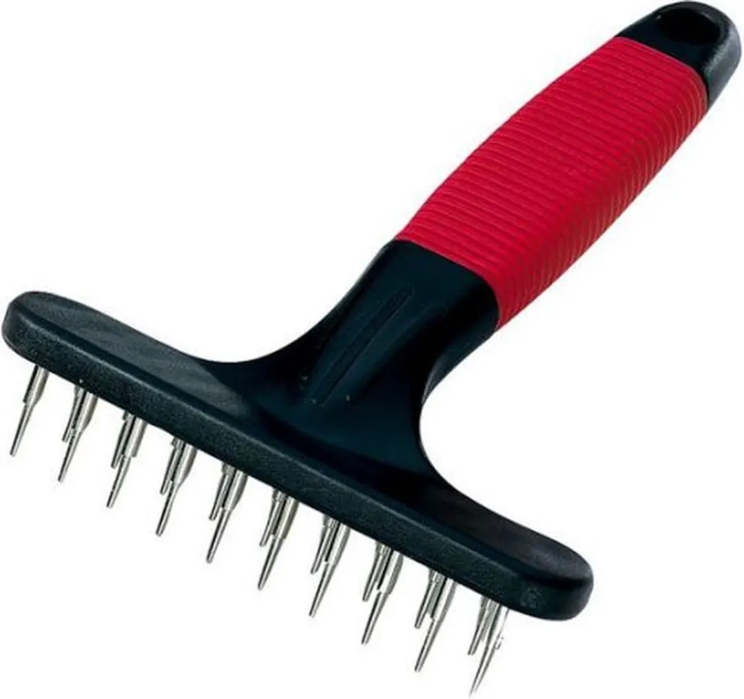 Ferplast Gro 5852 Dog Rake Comb - 11x15.5cm - Rood/Zwart - afbeelding 3 van 3