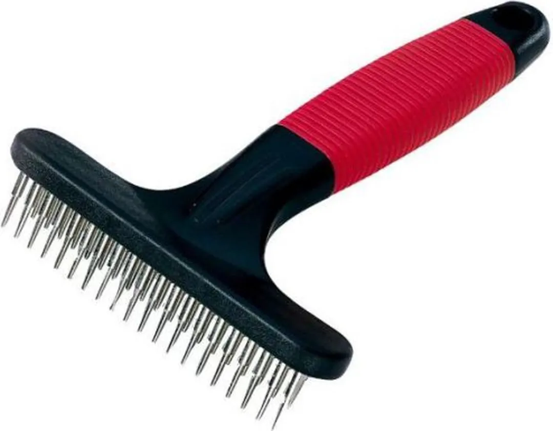 Ferplast Gro 5852 Dog Rake Comb - 11x15.5cm - Rood/Zwart - afbeelding 2 van 3
