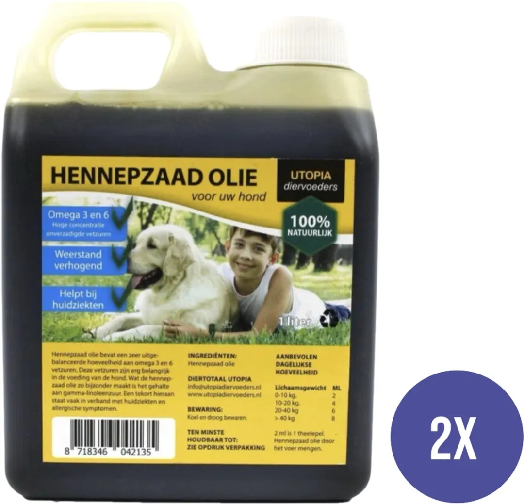 Utopia Hennepzaad Olie - 2x 1L Voordeelverpakking