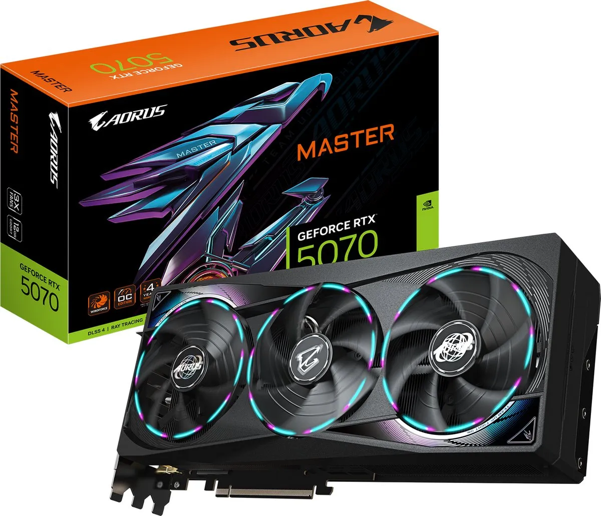 Gigabyte NVIDIA GeForce RTX 5070 AORUS MASTER GV-N5070AORUS M-12GD Videokaart
