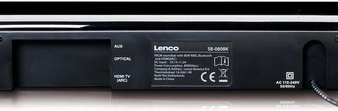 Lenco SB-080BK Soundbar - Bluetooth HDMI AUX - Zwart