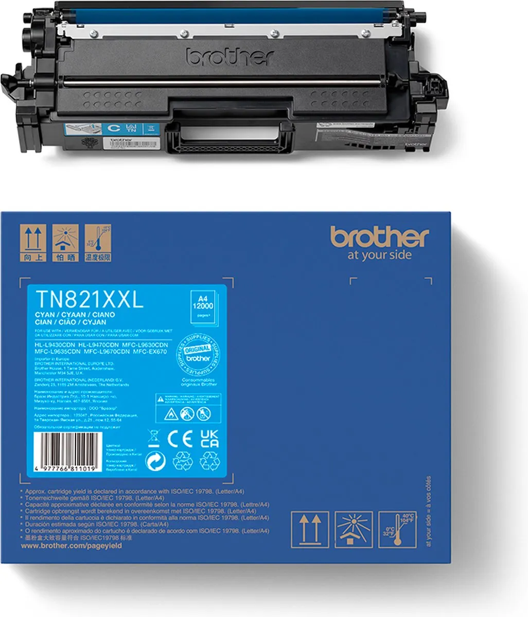 Brother TN-821XXLC Tonercartridge - 12.000 Pagina's Cyaan