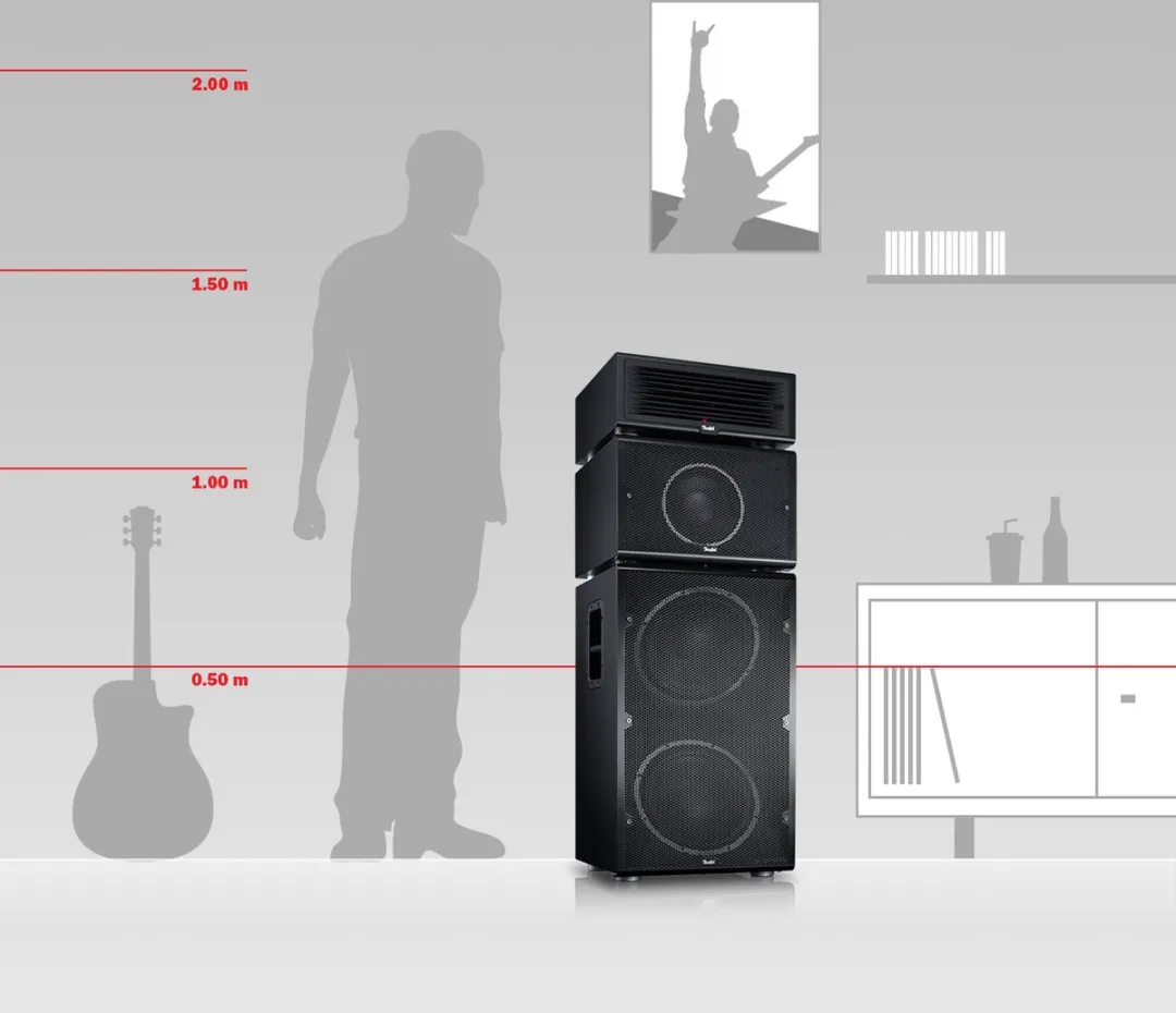 Teufel Power HiFi Stereo Set - 2x 440W Modulaire Bluetooth Luidsprekers - 12" Subwoofer - Zwart - afbeelding 6 van 6