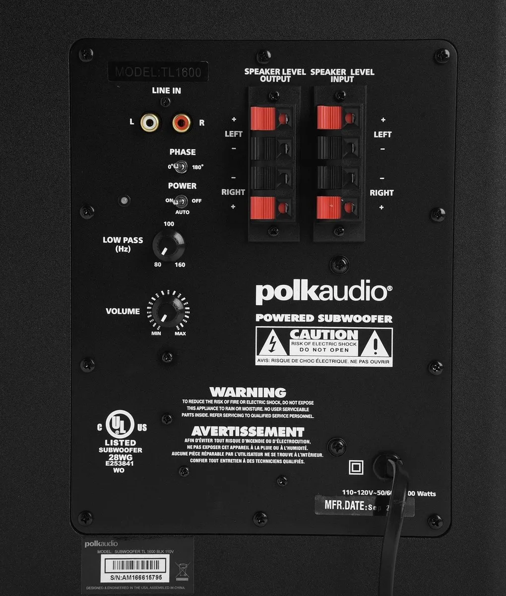 Polk Audio TL1600 5.1 Speakerset - Zwart