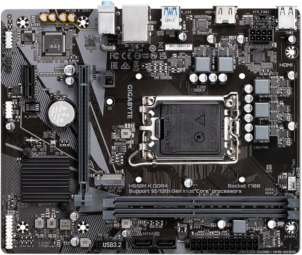 Gigabyte H610M K DDR4 Moederbord - Micro ATX