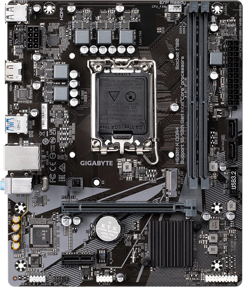 Gigabyte H610M K DDR4 Moederbord - Micro ATX - afbeelding 6 van 6