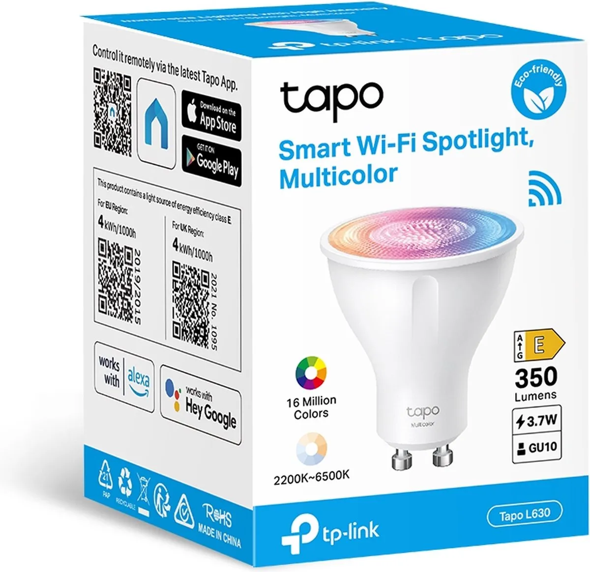 TP-Link Tapo L630 Spot GU10 - Wit & Kleur 3,7W