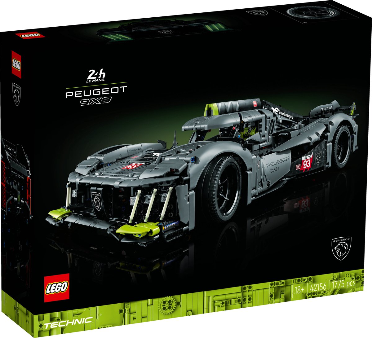 LEGO Technic PEUGEOT 9X8 24H Le Mans Hybrid Hypercar Modelauto Bouwpakket voor Volwassenen - 42156
