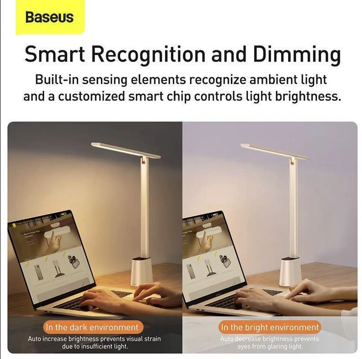 Baseus Verstelbare Bureaulamp LED - Wit - 5W - Koel/Warm Licht