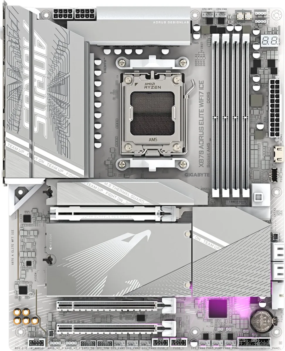 Gigabyte X870 A Elite WF7 Ice AM5 Moederbord - ATX - Wi-Fi 7