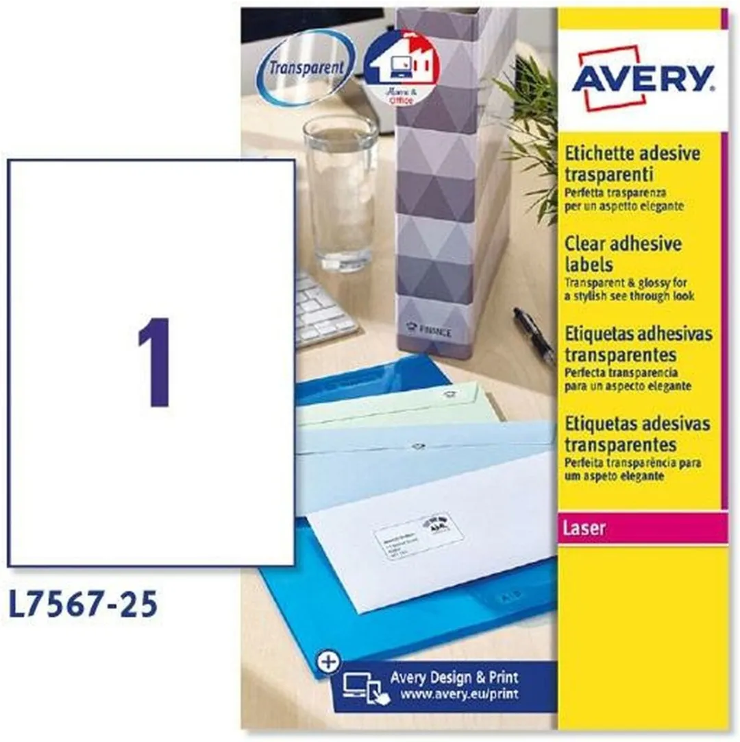 Avery Transparante Stickers 210x297mm