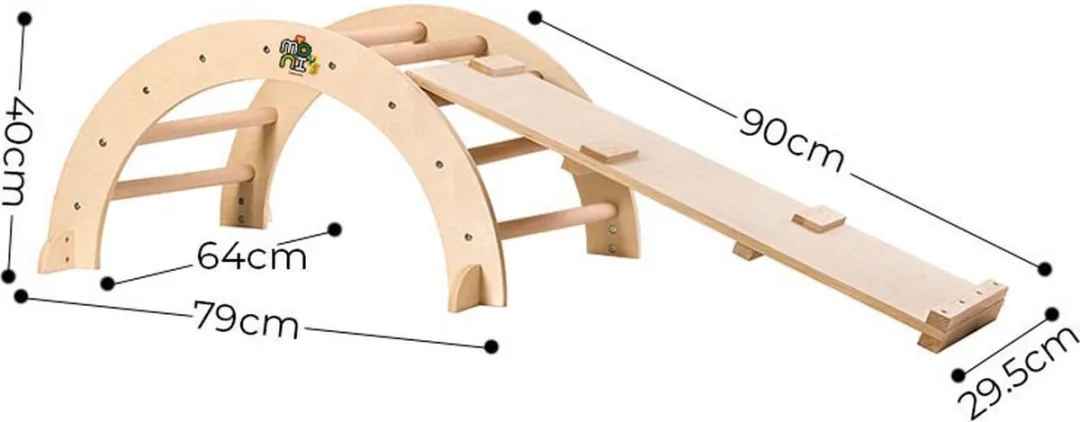Moni Toys Houten Klimboog met Klimrek - Naturel