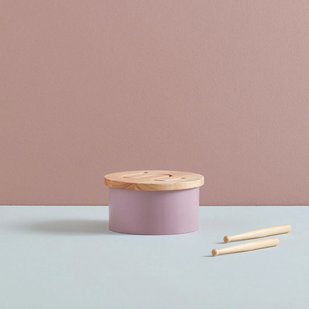 Kids Concept Houten Trommel Lila - met 2 Drumsticks