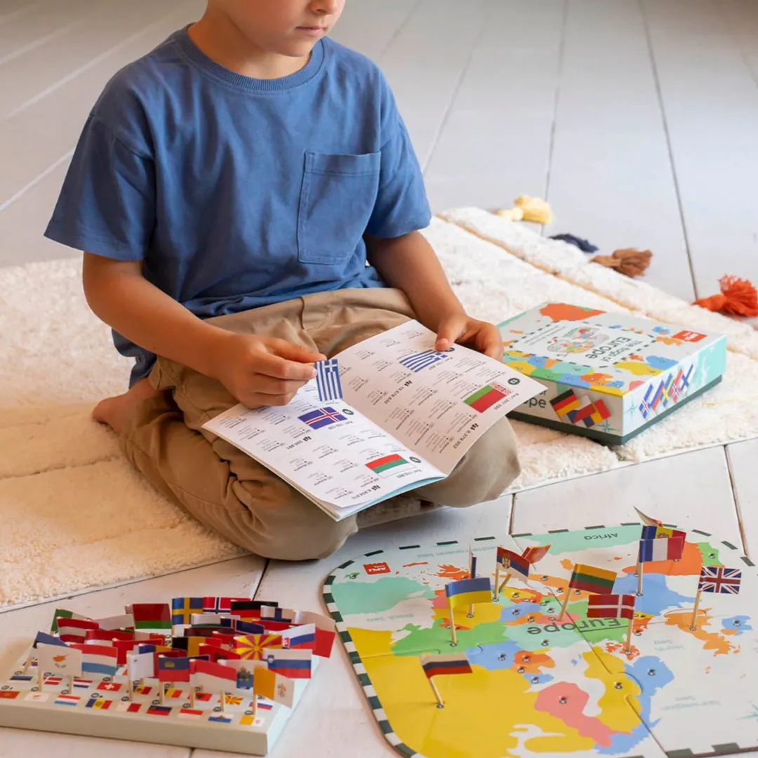 Apli Kids Puzzle Europa Vlaggen 4-delig - 45 vlaggen - Meerkleurig