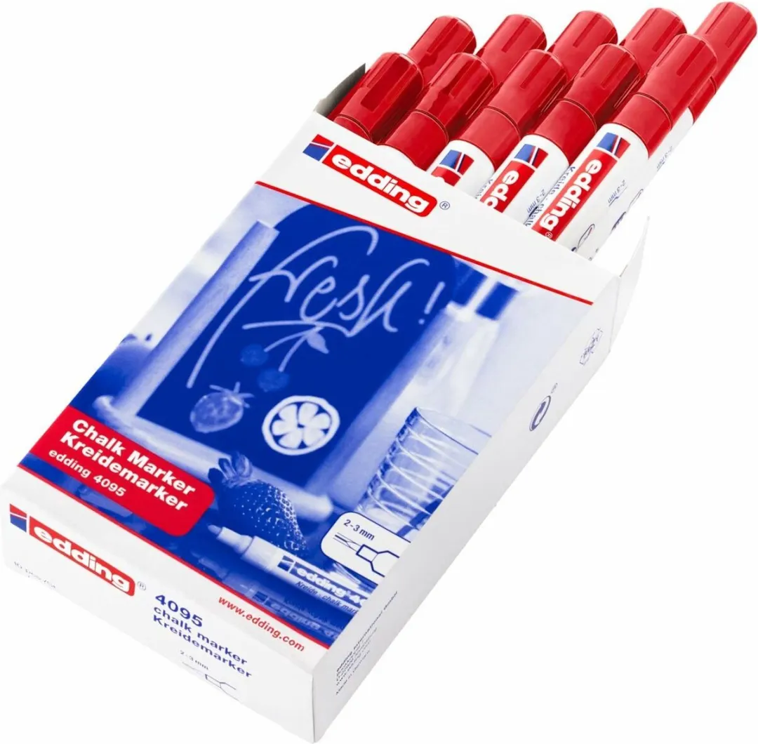 edding 4095 Krijtstift - Rood - 10 Stuks
