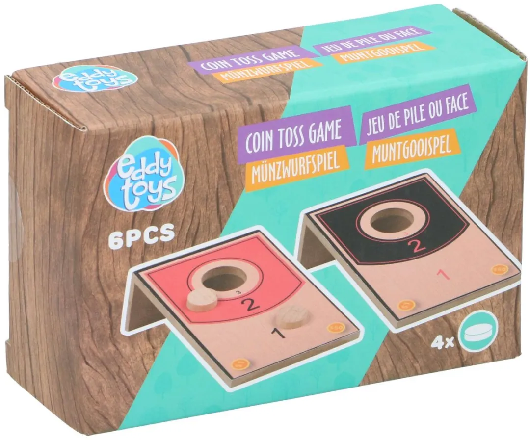 Eddy Toys Munt Werpspel Houten - 6 Stuks - Beige