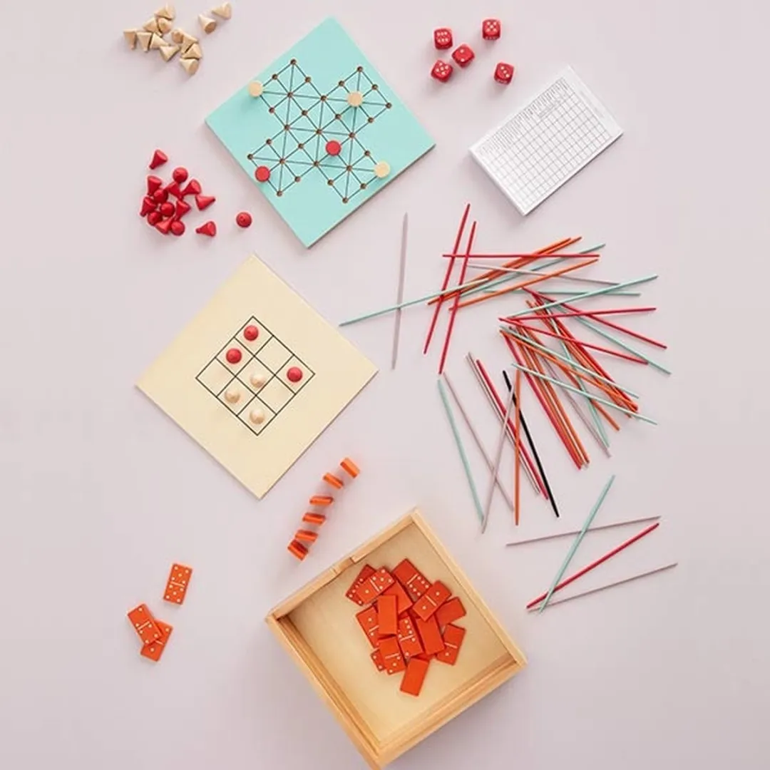 Kids Concept 6-in-1 Spellen - Blauw/Hout/Rood - afbeelding 4 van 4