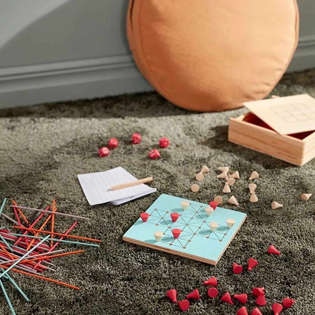 Kids Concept 6-in-1 Spellen - Blauw/Hout/Rood - afbeelding 2 van 4