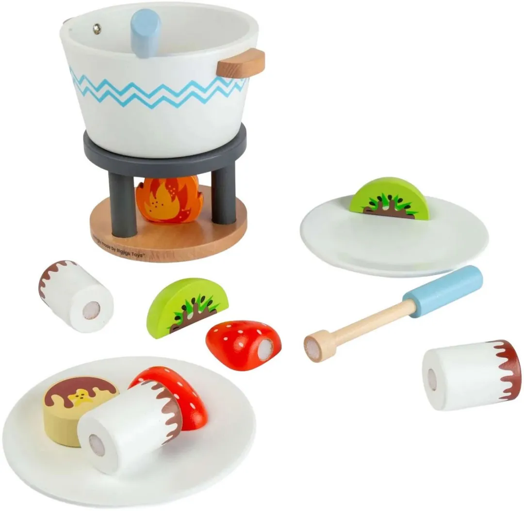 BIGJIGS Houten Chocoladefondue Speelset - 16-delig