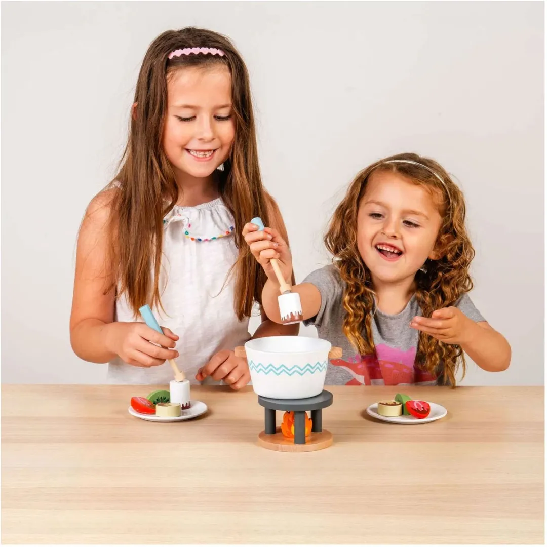 BIGJIGS Houten Chocoladefondue Speelset - 16-delig