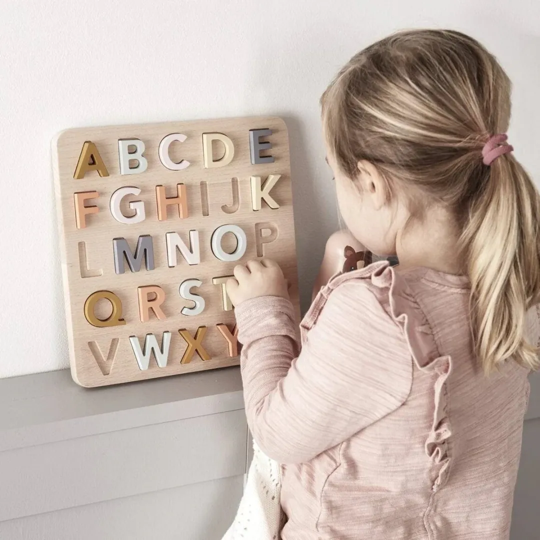 Kids Concept ABC Houten Puzzel 26 Stuks - Multicolor