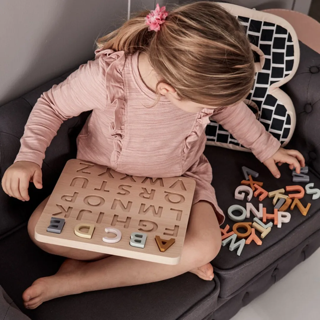 Kids Concept ABC Houten Puzzel 26 Stuks - Multicolor