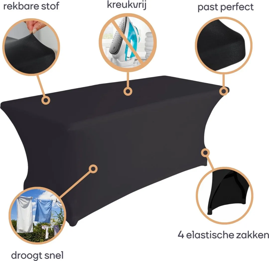 Perel Tafelhoes Zwart 180x75cm